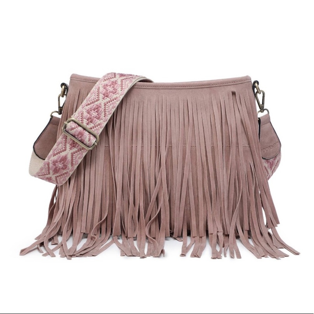 Pink Fringe Crossbody Bag